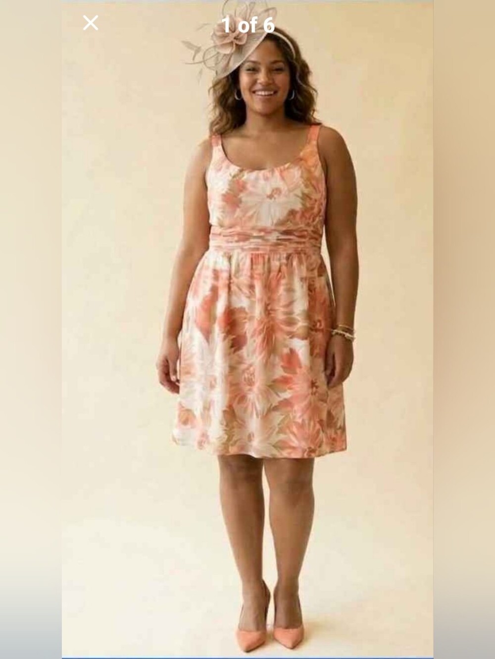Plus Size Sleeveless "Loft" Peaches And cream lined Dress,